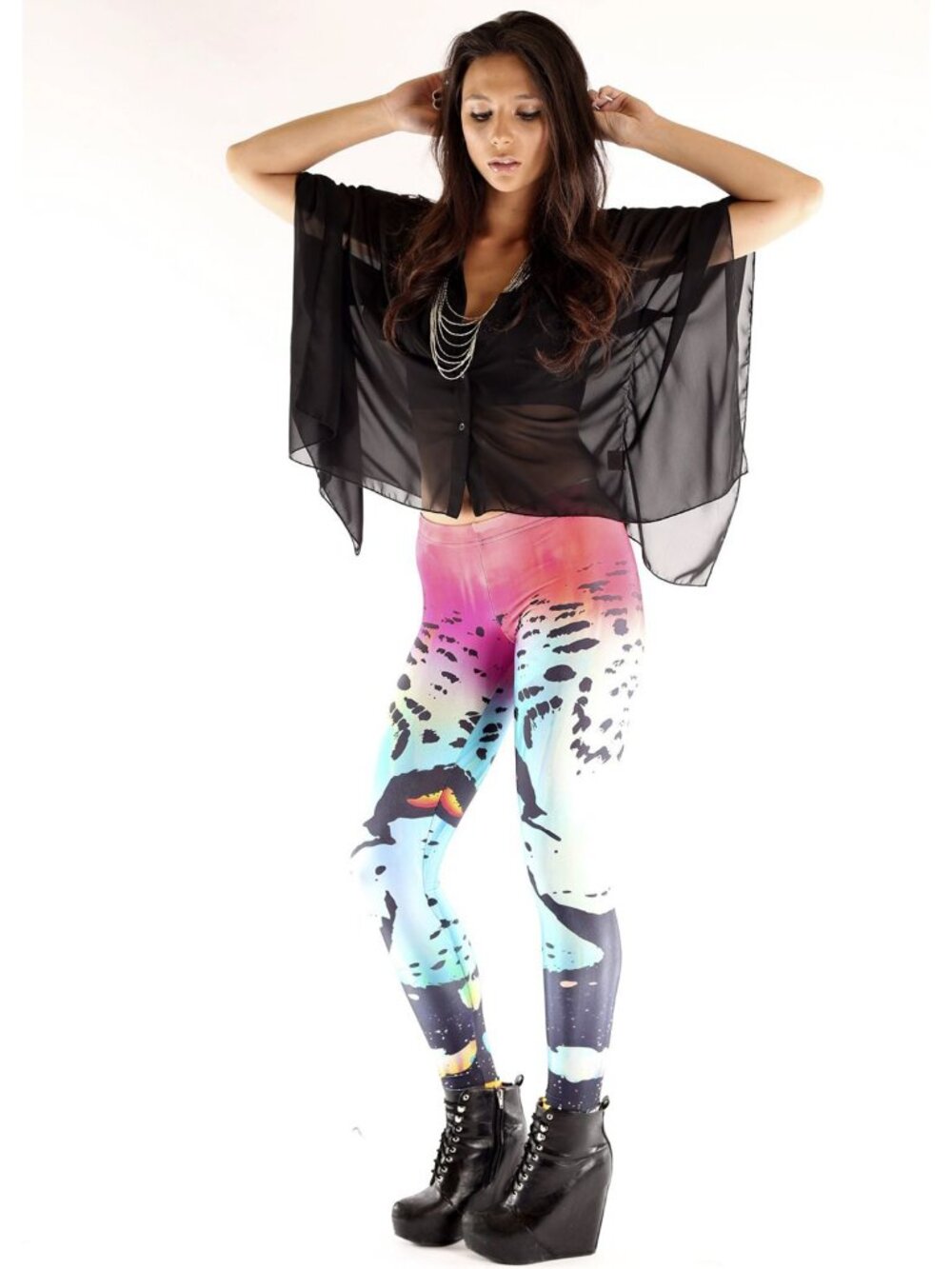 Blind Ferocity wild cat printed leggings, size S